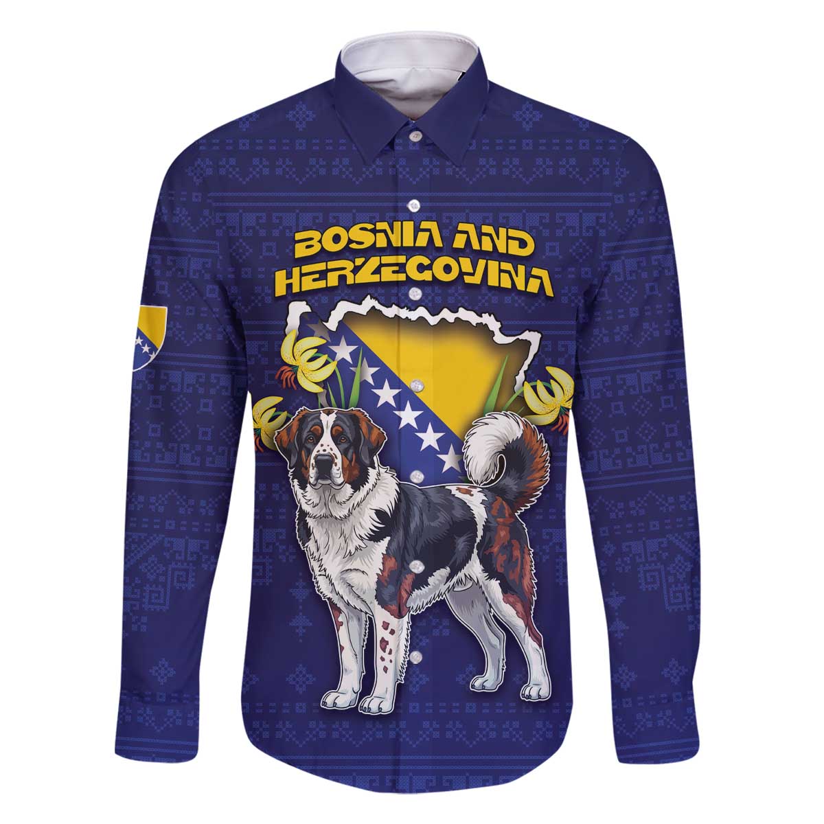 Personalized Bosnia And Herzegovina Family Matching Off The Shoulder Long Sleeve Dress and Hawaiian Shirt The Tornjak With Lilium Bosniacum - Wonder Print Shop