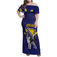 Personalized Bosnia And Herzegovina Family Matching Off Shoulder Maxi Dress and Hawaiian Shirt The Tornjak With Lilium Bosniacum - Wonder Print Shop