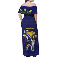 Personalized Bosnia And Herzegovina Family Matching Off Shoulder Maxi Dress and Hawaiian Shirt The Tornjak With Lilium Bosniacum - Wonder Print Shop