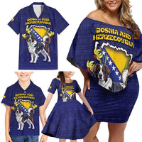 Personalized Bosnia And Herzegovina Family Matching Off Shoulder Short Dress and Hawaiian Shirt The Tornjak With Lilium Bosniacum - Wonder Print Shop
