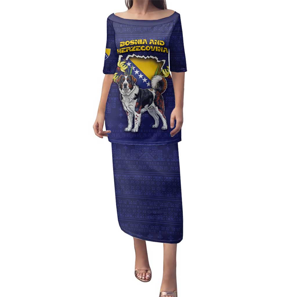 Personalized Bosnia And Herzegovina Family Matching Puletasi and Hawaiian Shirt The Tornjak With Lilium Bosniacum - Wonder Print Shop