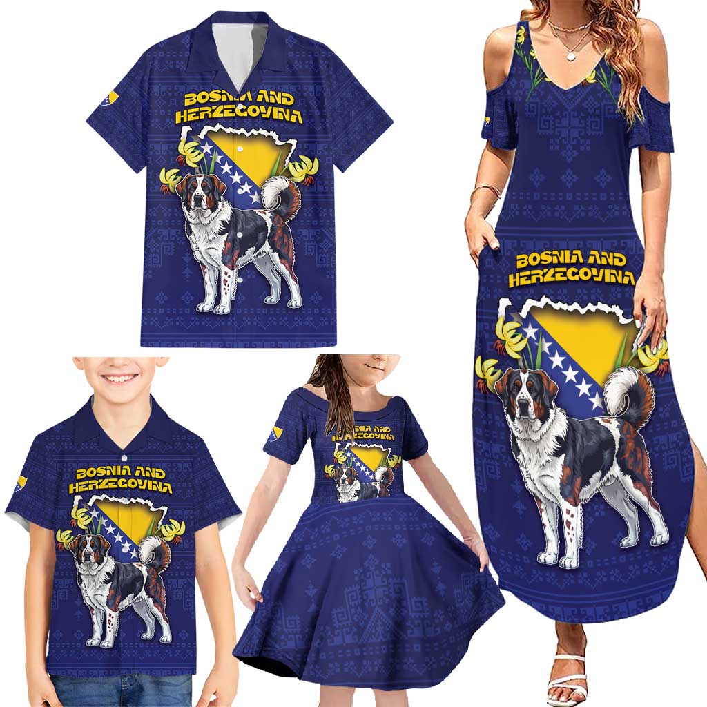 Personalized Bosnia And Herzegovina Family Matching Summer Maxi Dress and Hawaiian Shirt The Tornjak With Lilium Bosniacum - Wonder Print Shop