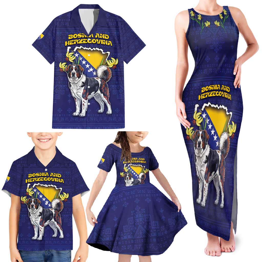 Personalized Bosnia And Herzegovina Family Matching Tank Maxi Dress and Hawaiian Shirt The Tornjak With Lilium Bosniacum - Wonder Print Shop