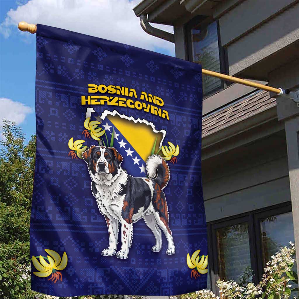 Bosnia And Herzegovina Garden Flag The Tornjak With Lilium Bosniacum - Wonder Print Shop