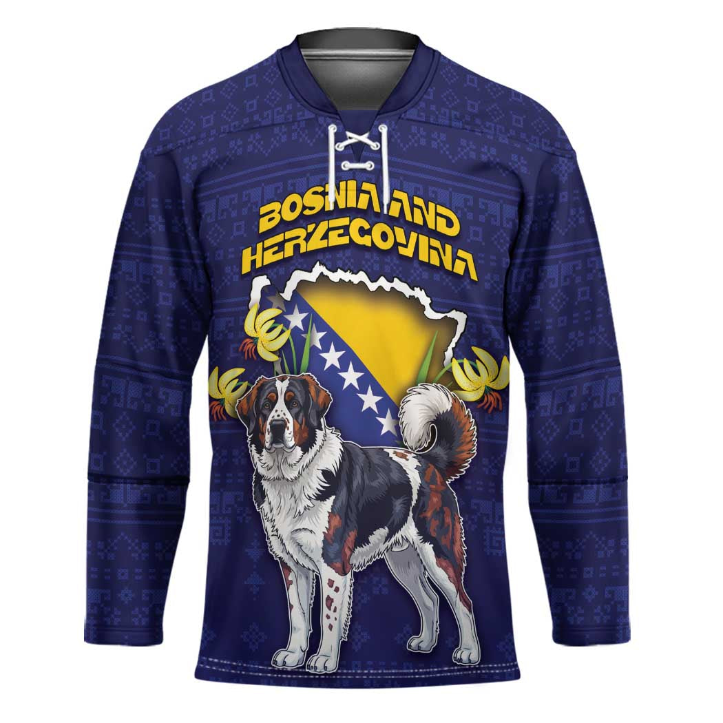 Personalized Bosnia And Herzegovina Hockey Jersey The Tornjak With Lilium Bosniacum - Wonder Print Shop