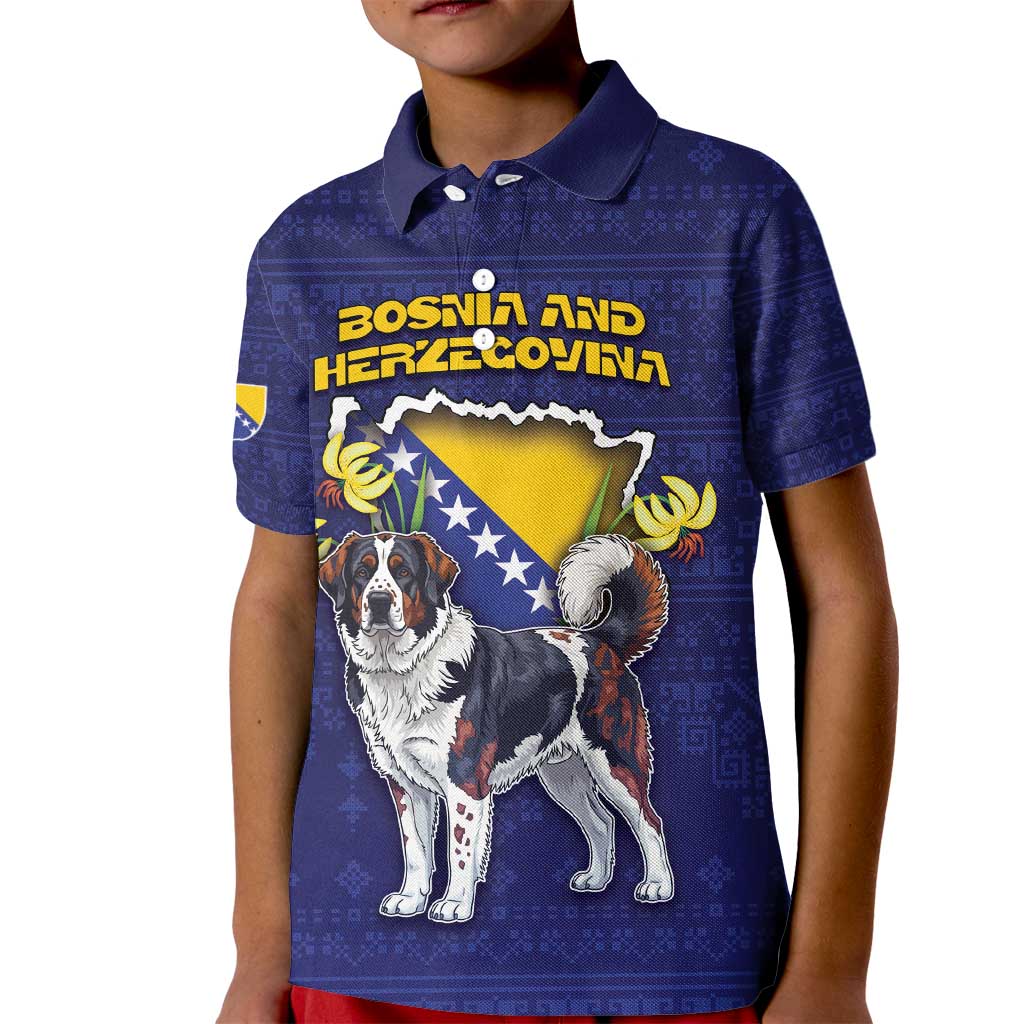Personalized Bosnia And Herzegovina Kid Polo Shirt The Tornjak With Lilium Bosniacum - Wonder Print Shop