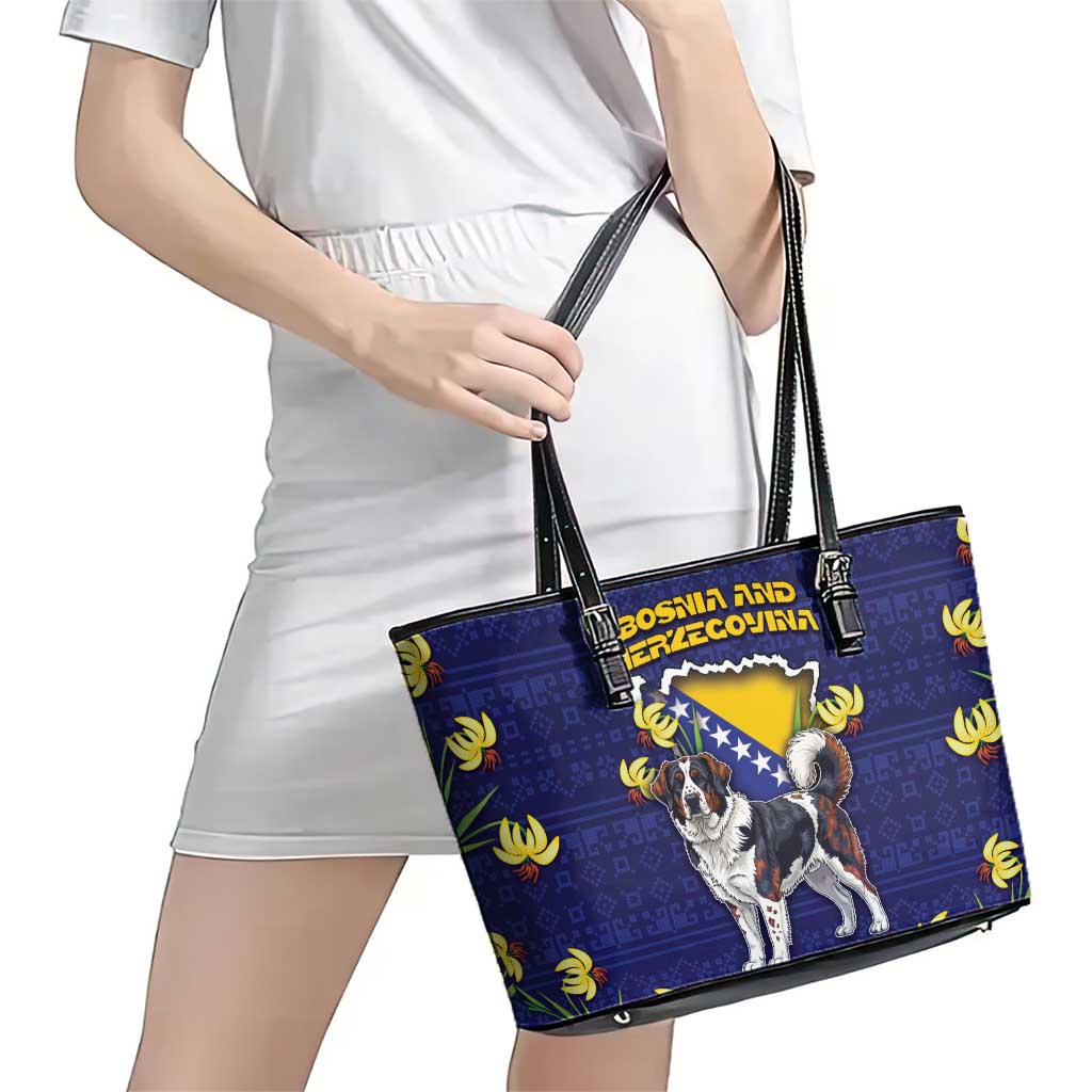 Bosnia And Herzegovina Leather Tote Bag The Tornjak With Lilium Bosniacum - Wonder Print Shop