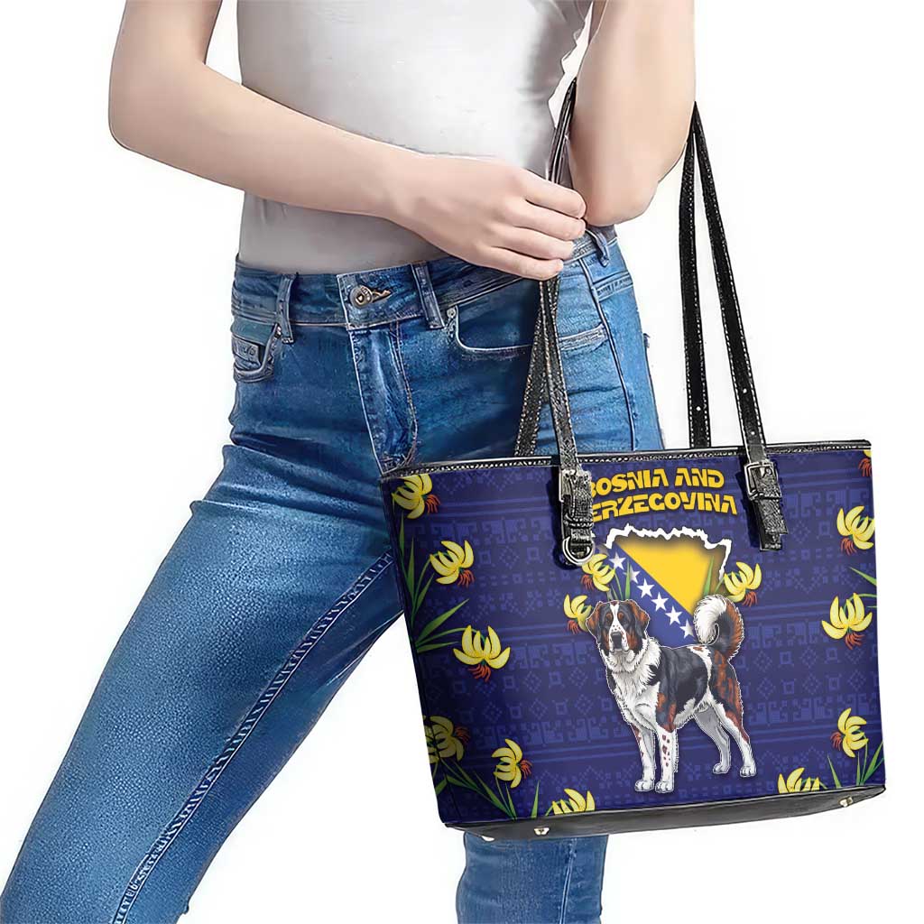 Bosnia And Herzegovina Leather Tote Bag The Tornjak With Lilium Bosniacum - Wonder Print Shop
