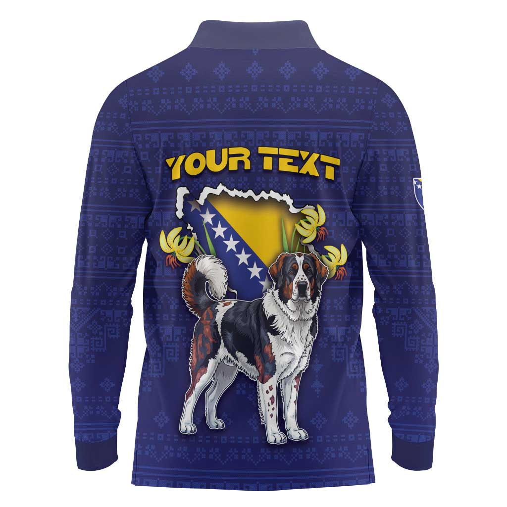 Personalized Bosnia And Herzegovina Long Sleeve Polo Shirt The Tornjak With Lilium Bosniacum - Wonder Print Shop