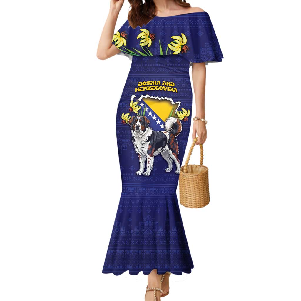 Personalized Bosnia And Herzegovina Mermaid Dress The Tornjak With Lilium Bosniacum - Wonder Print Shop
