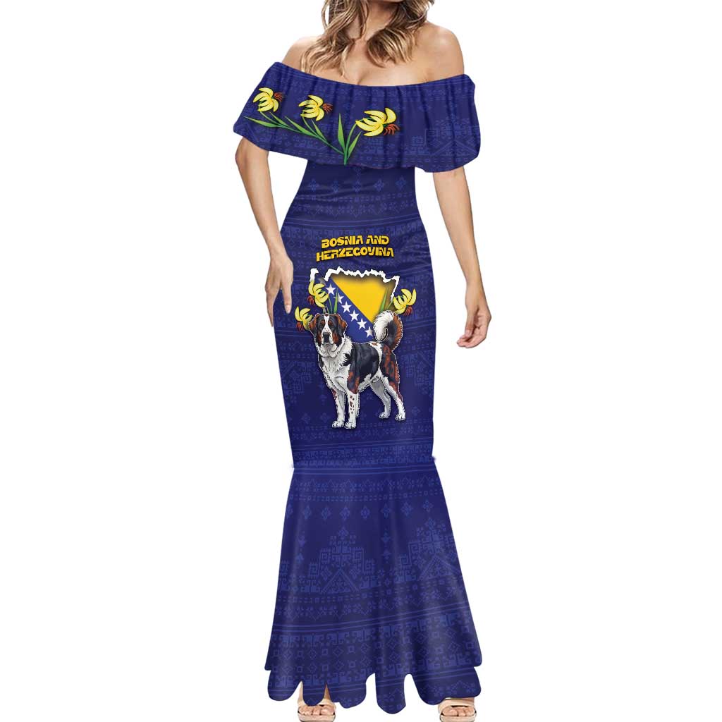 Personalized Bosnia And Herzegovina Mermaid Dress The Tornjak With Lilium Bosniacum - Wonder Print Shop