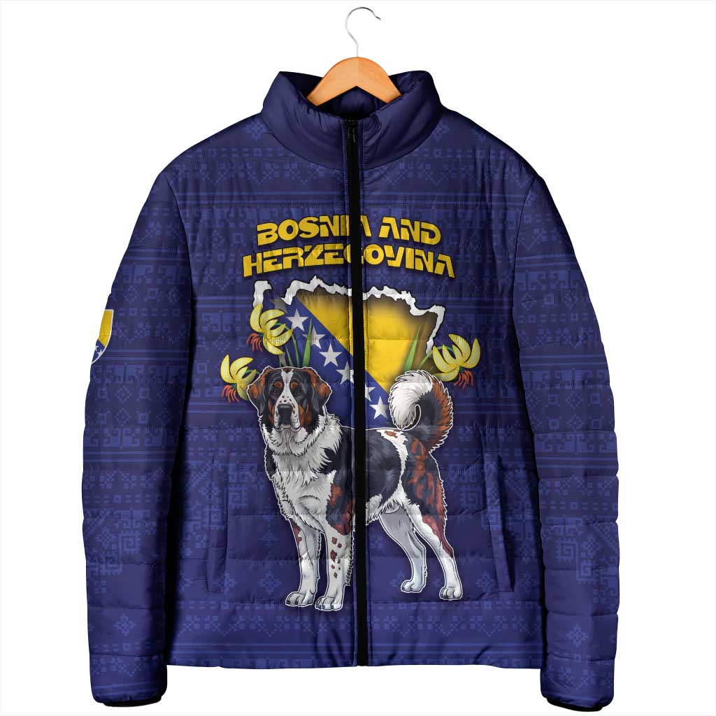 Personalized Bosnia And Herzegovina Padded Jacket The Tornjak With Lilium Bosniacum - Wonder Print Shop