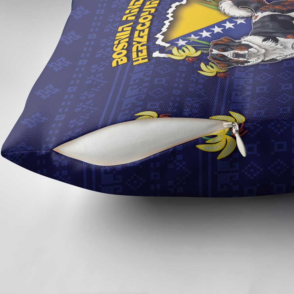 Bosnia And Herzegovina Pillow Cover The Tornjak With Lilium Bosniacum - Wonder Print Shop