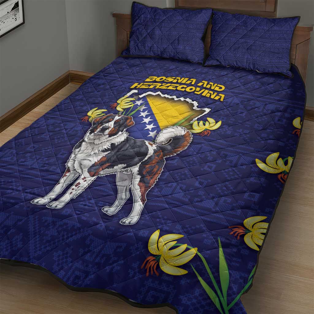 Bosnia And Herzegovina Quilt Bed Set The Tornjak With Lilium Bosniacum - Wonder Print Shop