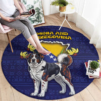 Bosnia And Herzegovina Round Carpet The Tornjak With Lilium Bosniacum - Wonder Print Shop