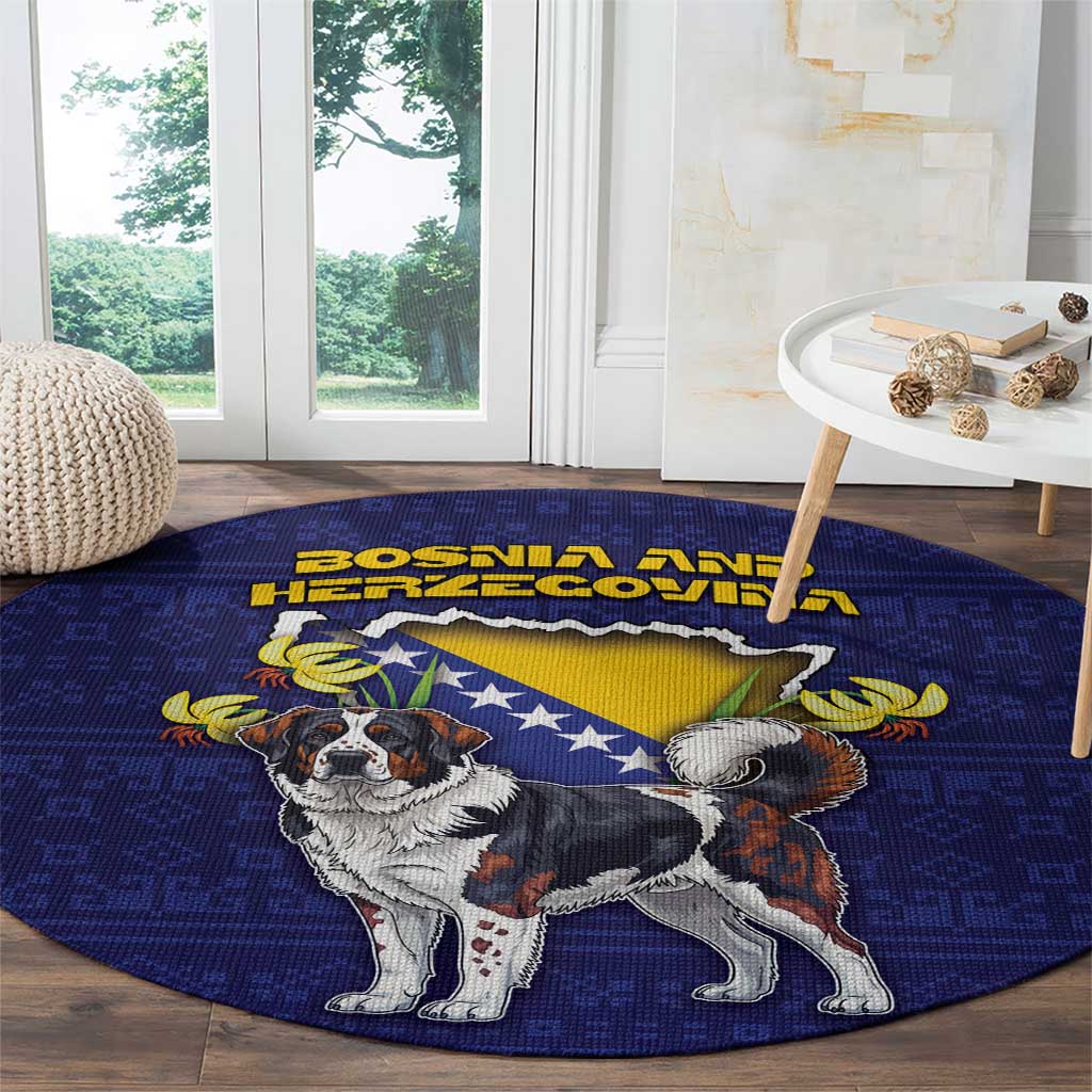 Bosnia And Herzegovina Round Carpet The Tornjak With Lilium Bosniacum - Wonder Print Shop
