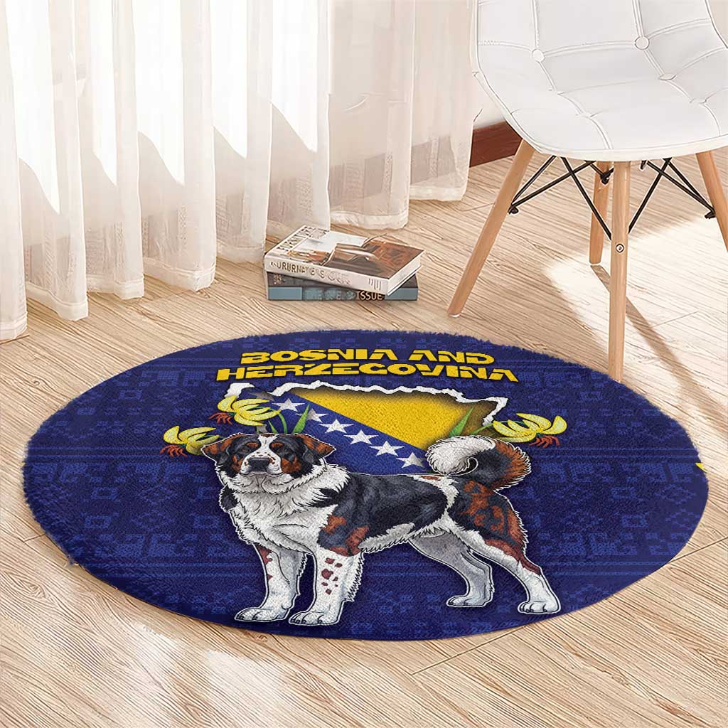Bosnia And Herzegovina Round Carpet The Tornjak With Lilium Bosniacum - Wonder Print Shop