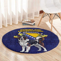 Bosnia And Herzegovina Round Carpet The Tornjak With Lilium Bosniacum - Wonder Print Shop