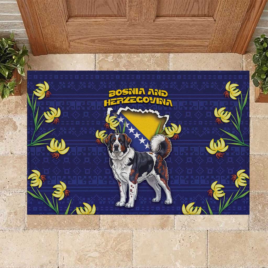 Bosnia And Herzegovina Rubber Doormat The Tornjak With Lilium Bosniacum - Wonder Print Shop