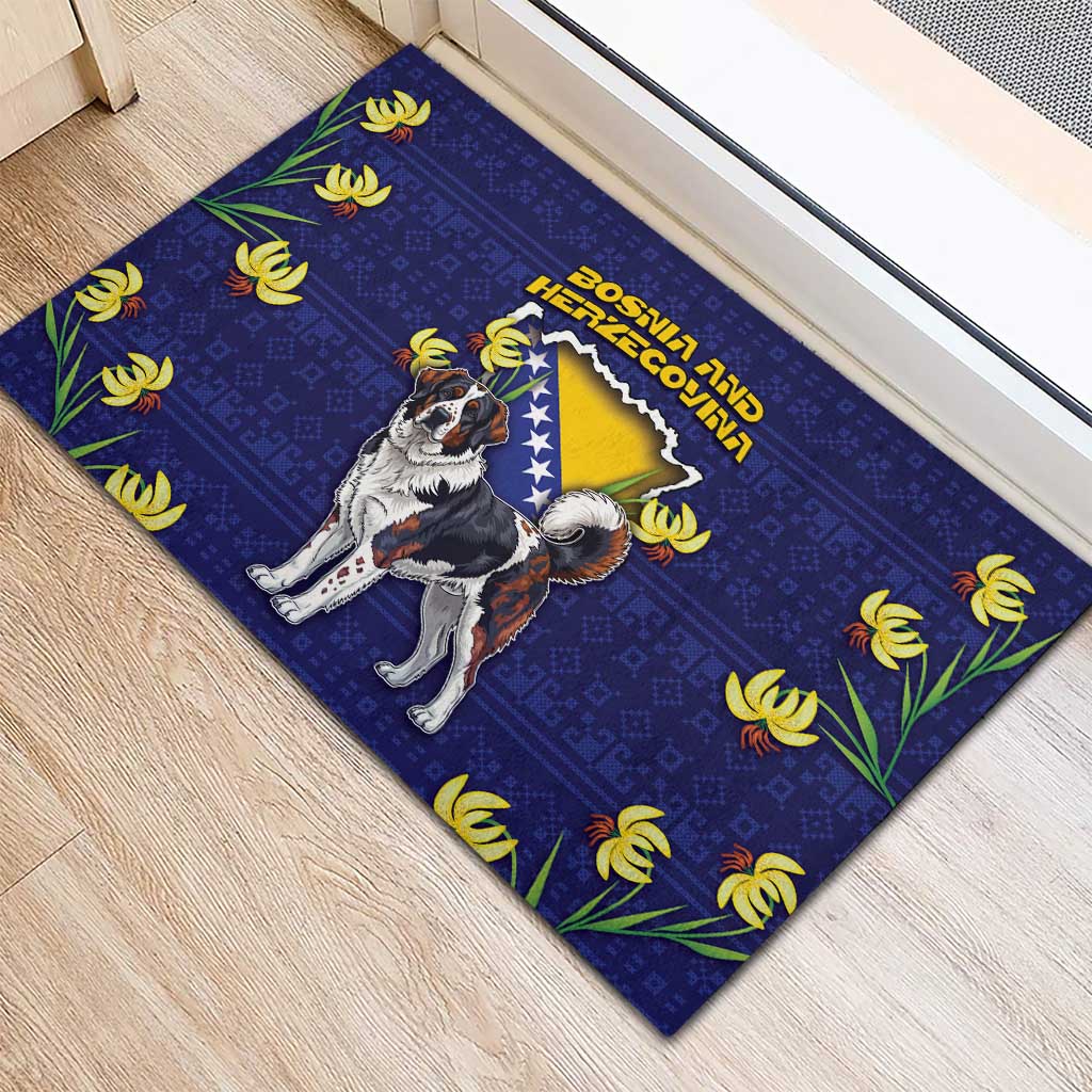 Bosnia And Herzegovina Rubber Doormat The Tornjak With Lilium Bosniacum - Wonder Print Shop