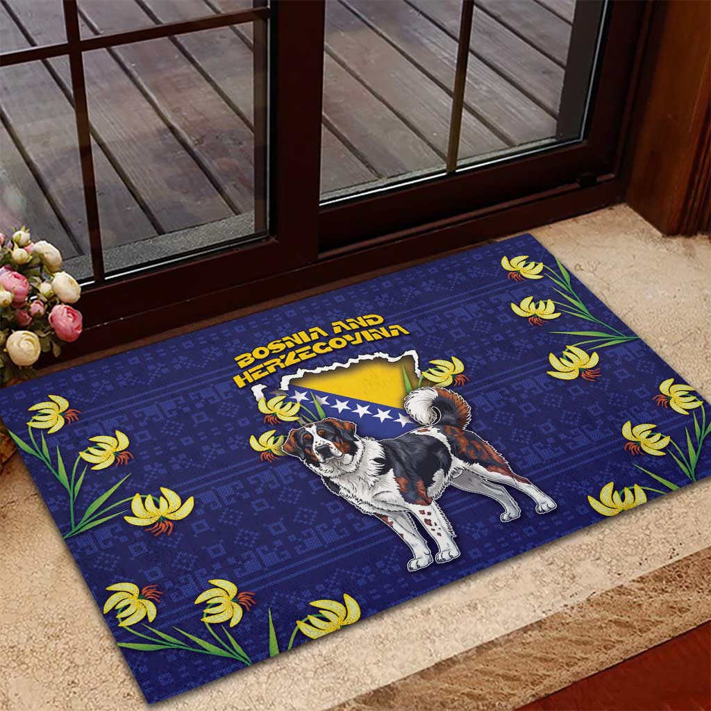 Bosnia And Herzegovina Rubber Doormat The Tornjak With Lilium Bosniacum - Wonder Print Shop