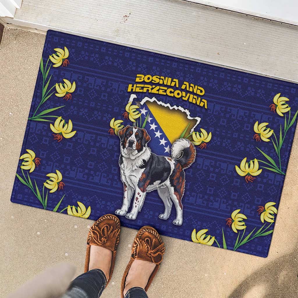 Bosnia And Herzegovina Rubber Doormat The Tornjak With Lilium Bosniacum - Wonder Print Shop