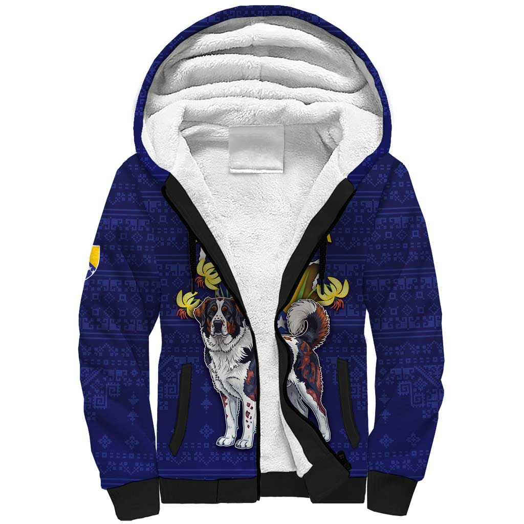 Personalized Bosnia And Herzegovina Sherpa Hoodie The Tornjak With Lilium Bosniacum - Wonder Print Shop