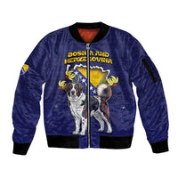 Personalized Bosnia And Herzegovina Sleeve Zip Bomber Jacket The Tornjak With Lilium Bosniacum - Wonder Print Shop