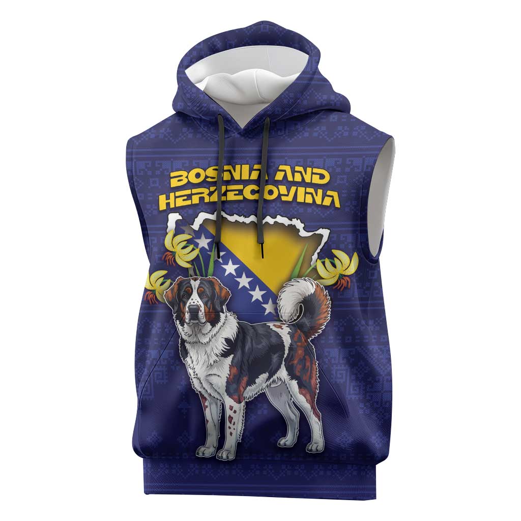 Personalized Bosnia And Herzegovina Sleeveless Hoodie The Tornjak With Lilium Bosniacum - Wonder Print Shop