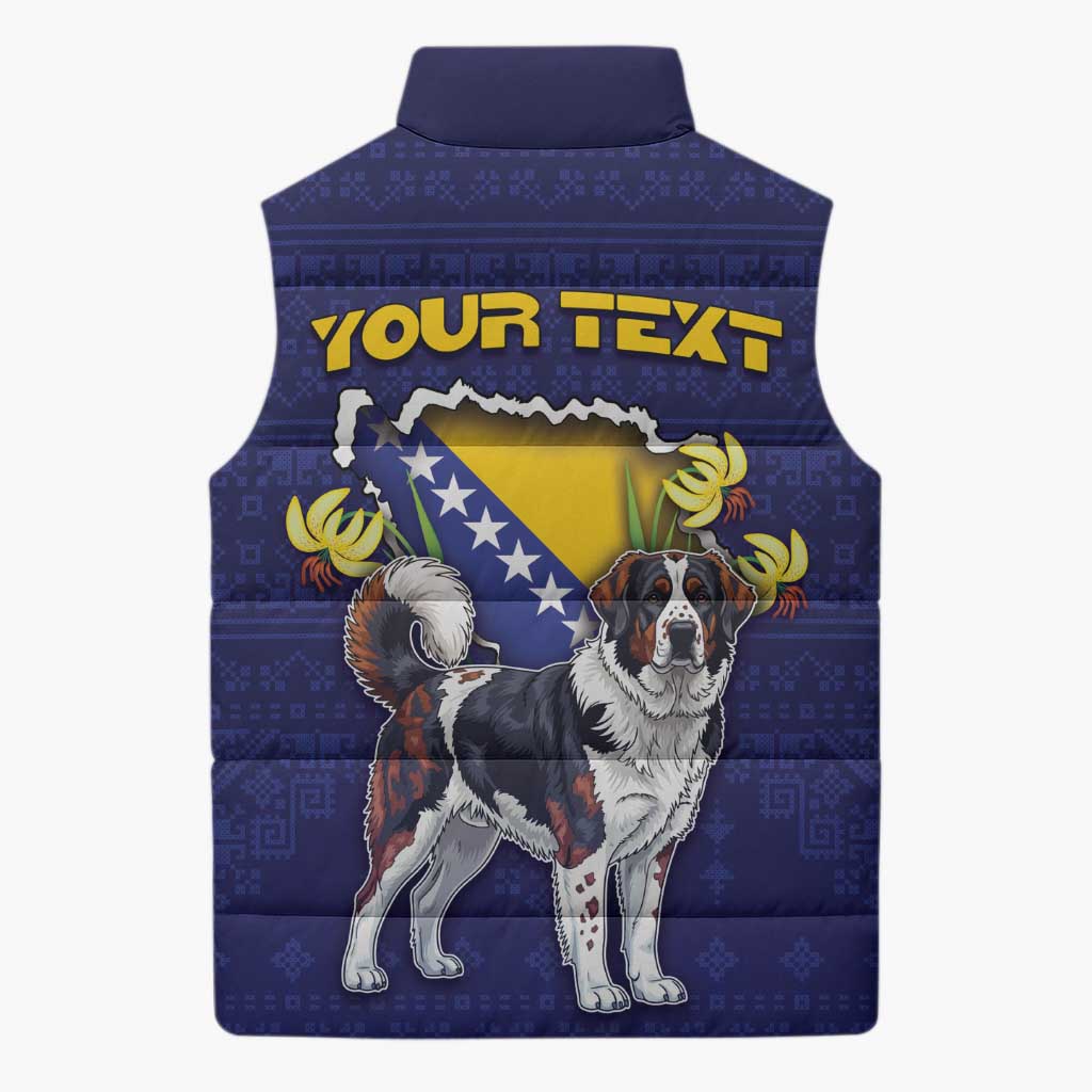 Personalized Bosnia And Herzegovina Sleeveless Puffer Jacket The Tornjak With Lilium Bosniacum - Wonder Print Shop