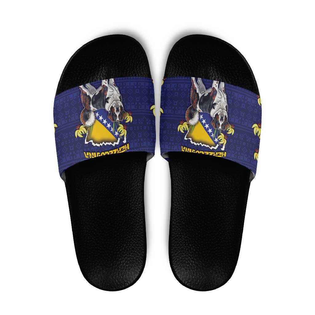 Bosnia And Herzegovina Slide Sandals The Tornjak With Lilium Bosniacum - Wonder Print Shop