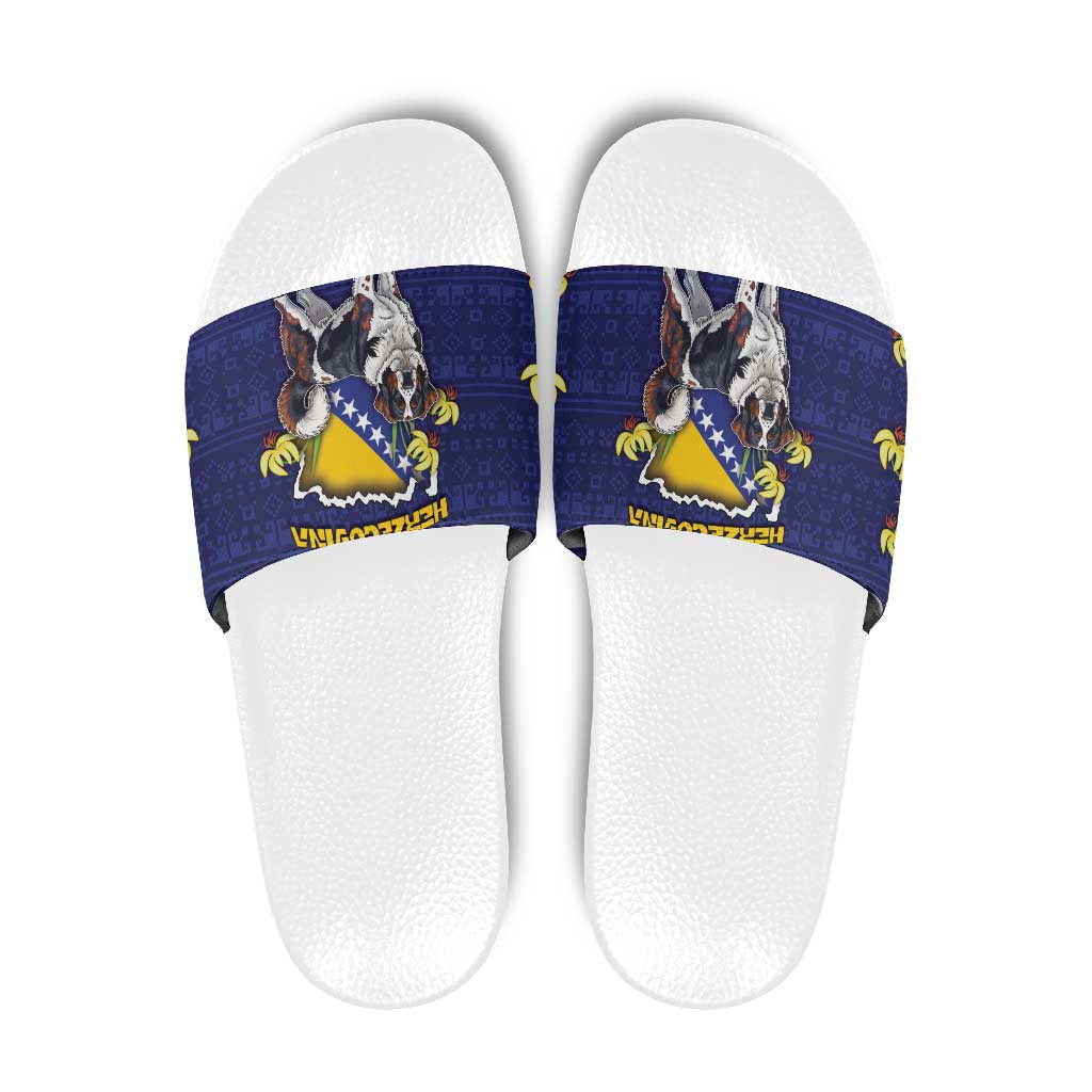 Bosnia And Herzegovina Slide Sandals The Tornjak With Lilium Bosniacum - Wonder Print Shop