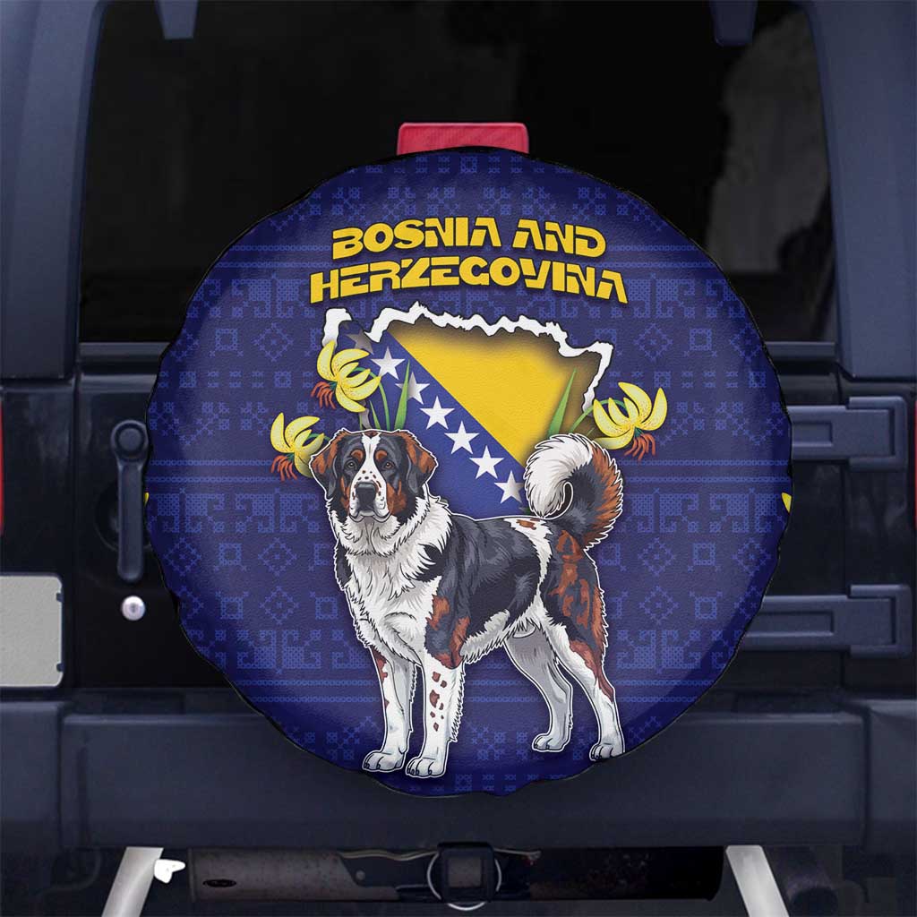 Bosnia And Herzegovina Spare Tire Cover The Tornjak With Lilium Bosniacum - Wonder Print Shop