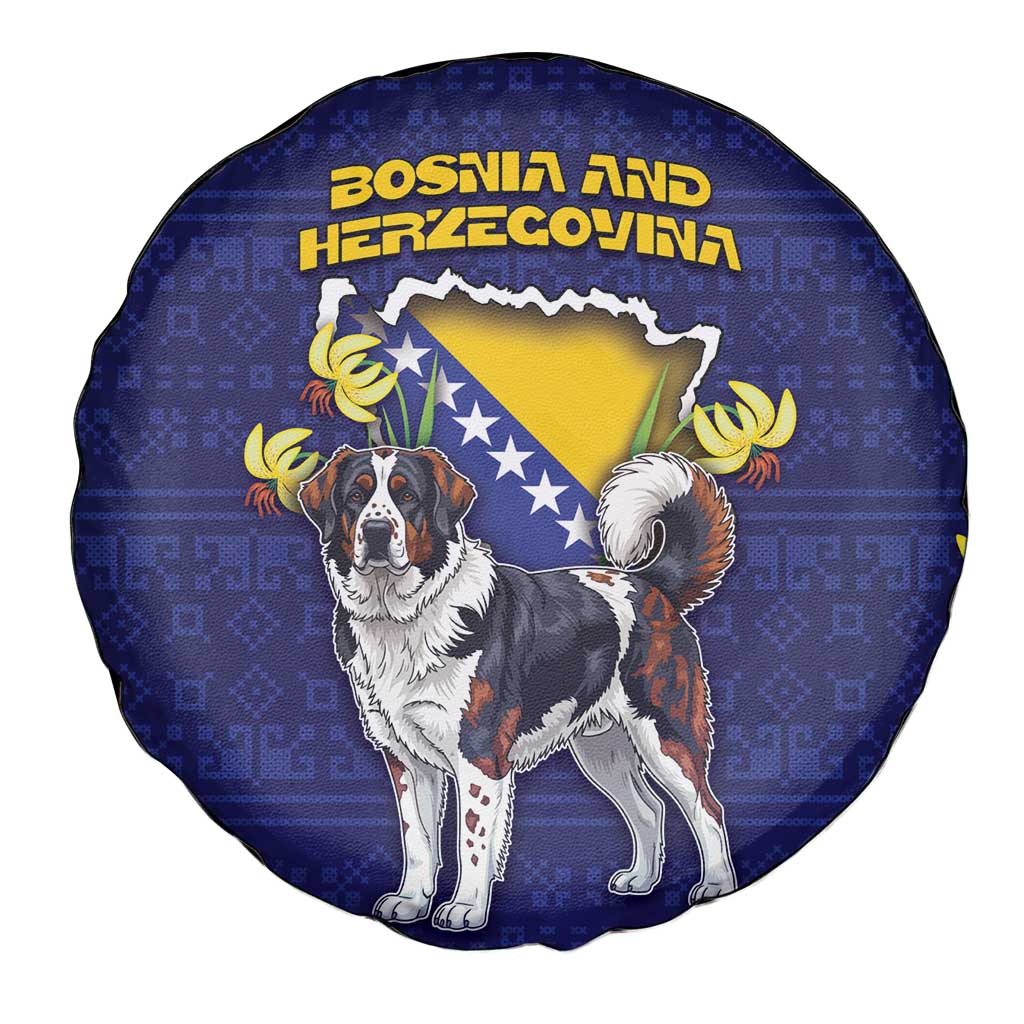 Bosnia And Herzegovina Spare Tire Cover The Tornjak With Lilium Bosniacum - Wonder Print Shop