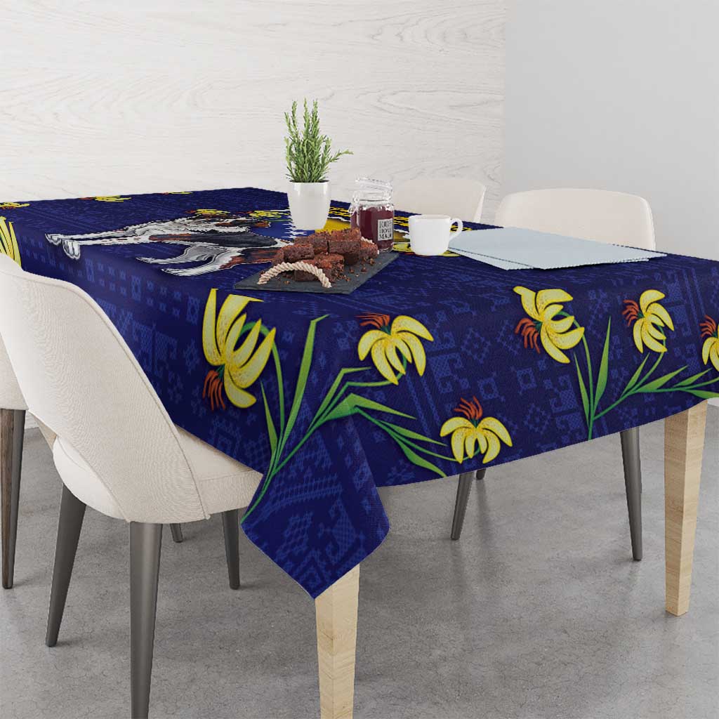 Bosnia And Herzegovina Tablecloth The Tornjak With Lilium Bosniacum - Wonder Print Shop