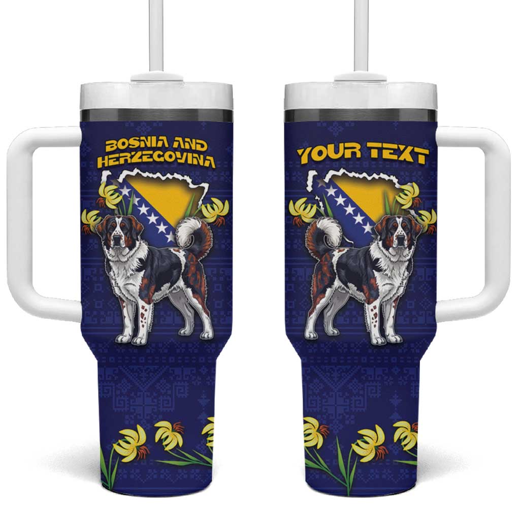 Personalized Bosnia And Herzegovina Tumbler With Handle The Tornjak With Lilium Bosniacum - Wonder Print Shop