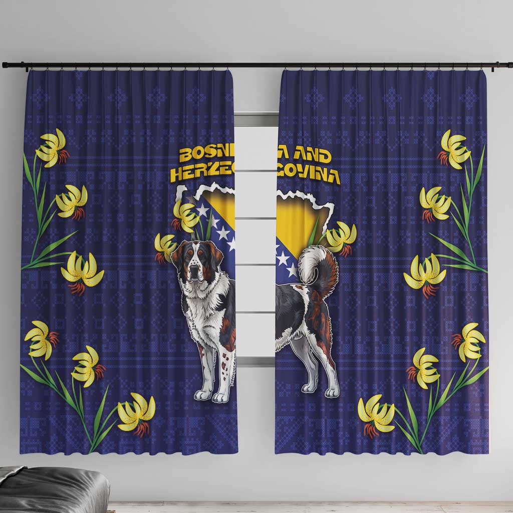 Bosnia And Herzegovina Window Curtain The Tornjak With Lilium Bosniacum - Wonder Print Shop