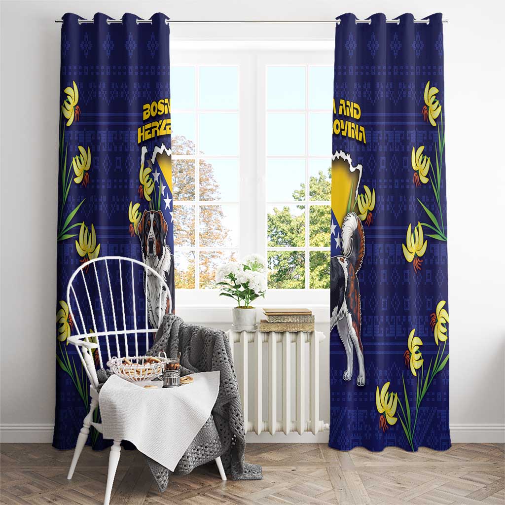 Bosnia And Herzegovina Window Curtain The Tornjak With Lilium Bosniacum - Wonder Print Shop