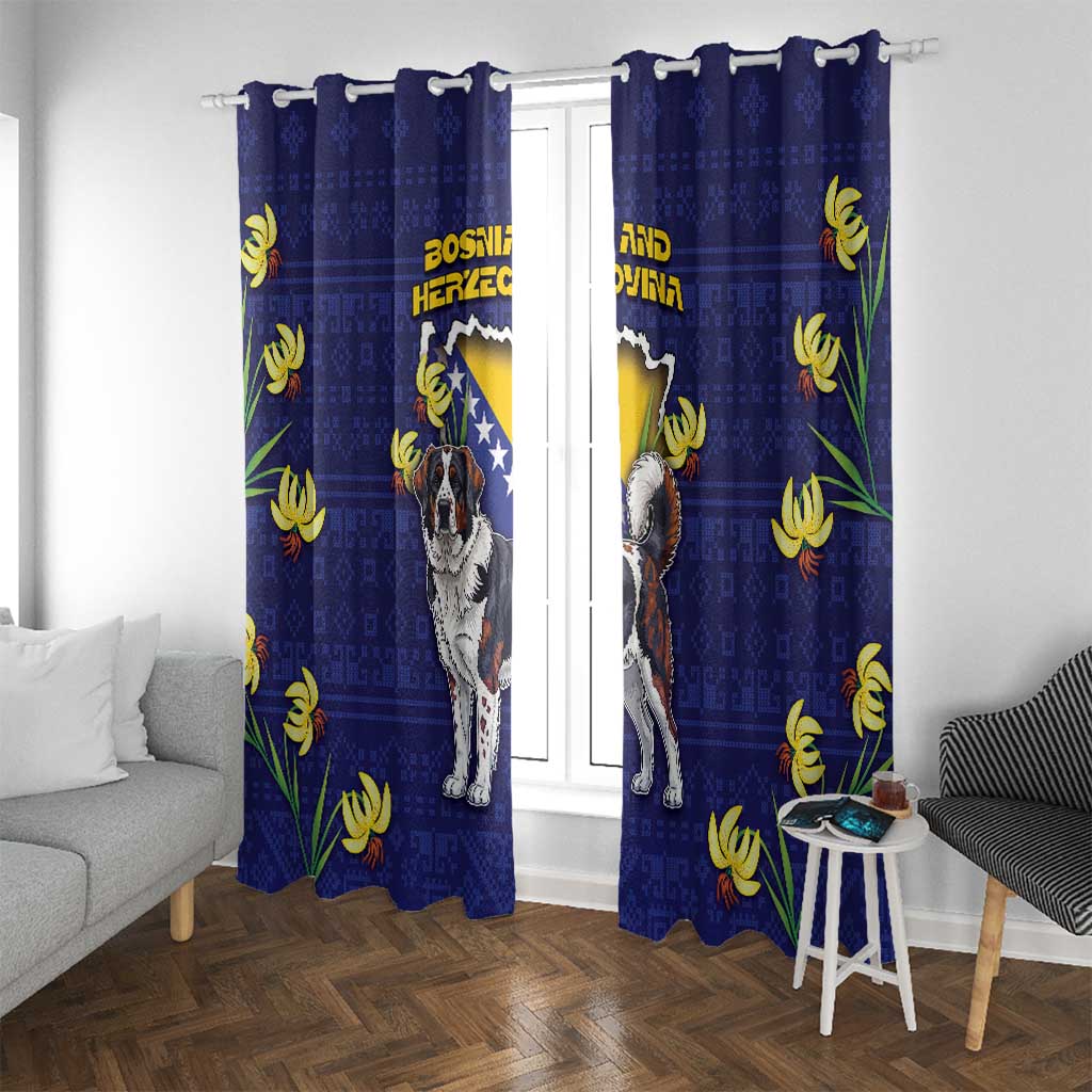 Bosnia And Herzegovina Window Curtain The Tornjak With Lilium Bosniacum - Wonder Print Shop