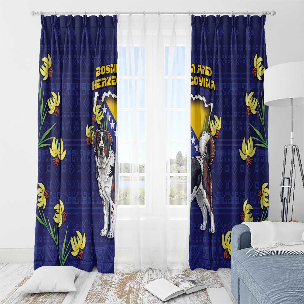 Bosnia And Herzegovina Window Curtain The Tornjak With Lilium Bosniacum - Wonder Print Shop