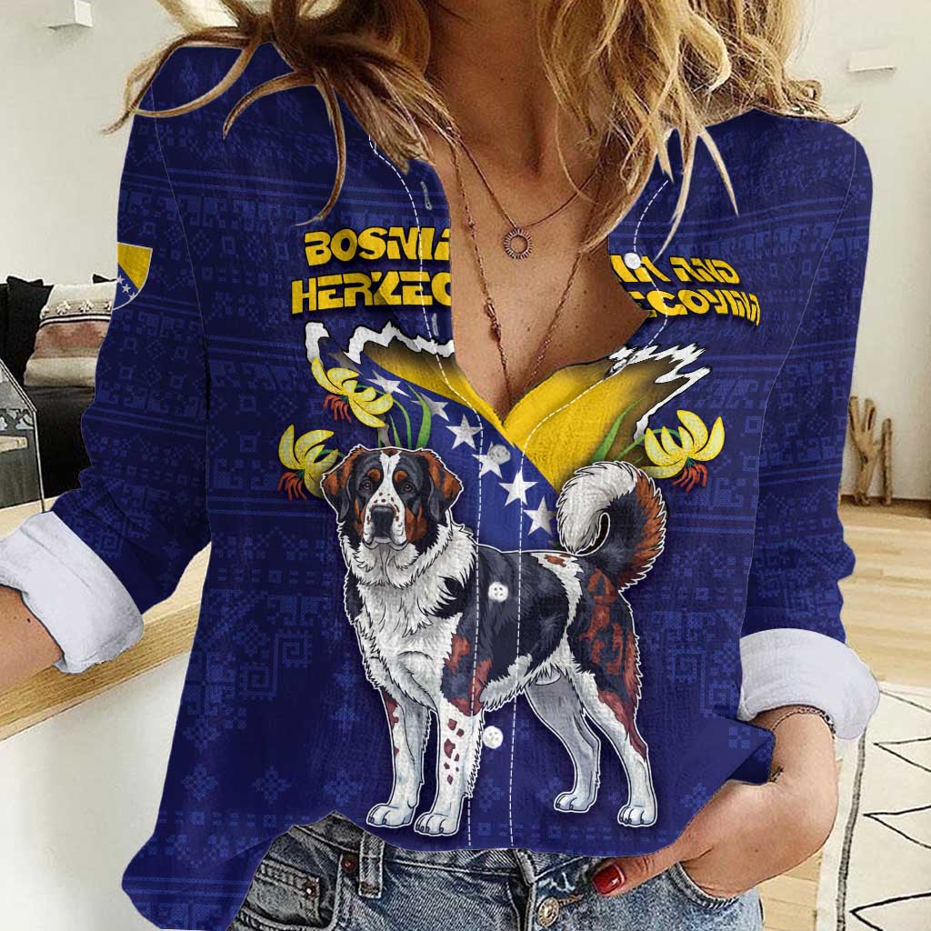 Personalized Bosnia And Herzegovina Women Casual Shirt The Tornjak With Lilium Bosniacum - Wonder Print Shop