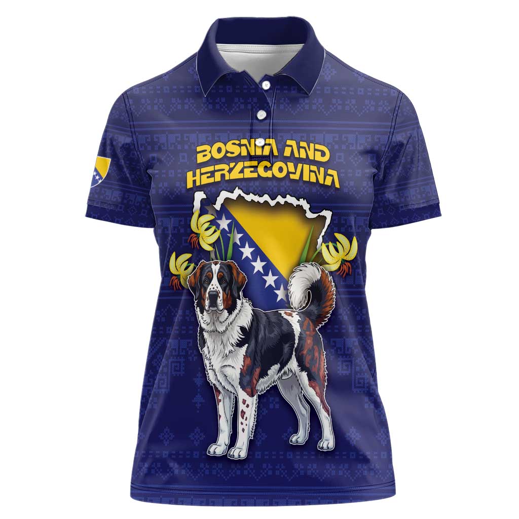 Personalized Bosnia And Herzegovina Women Polo Shirt The Tornjak With Lilium Bosniacum - Wonder Print Shop