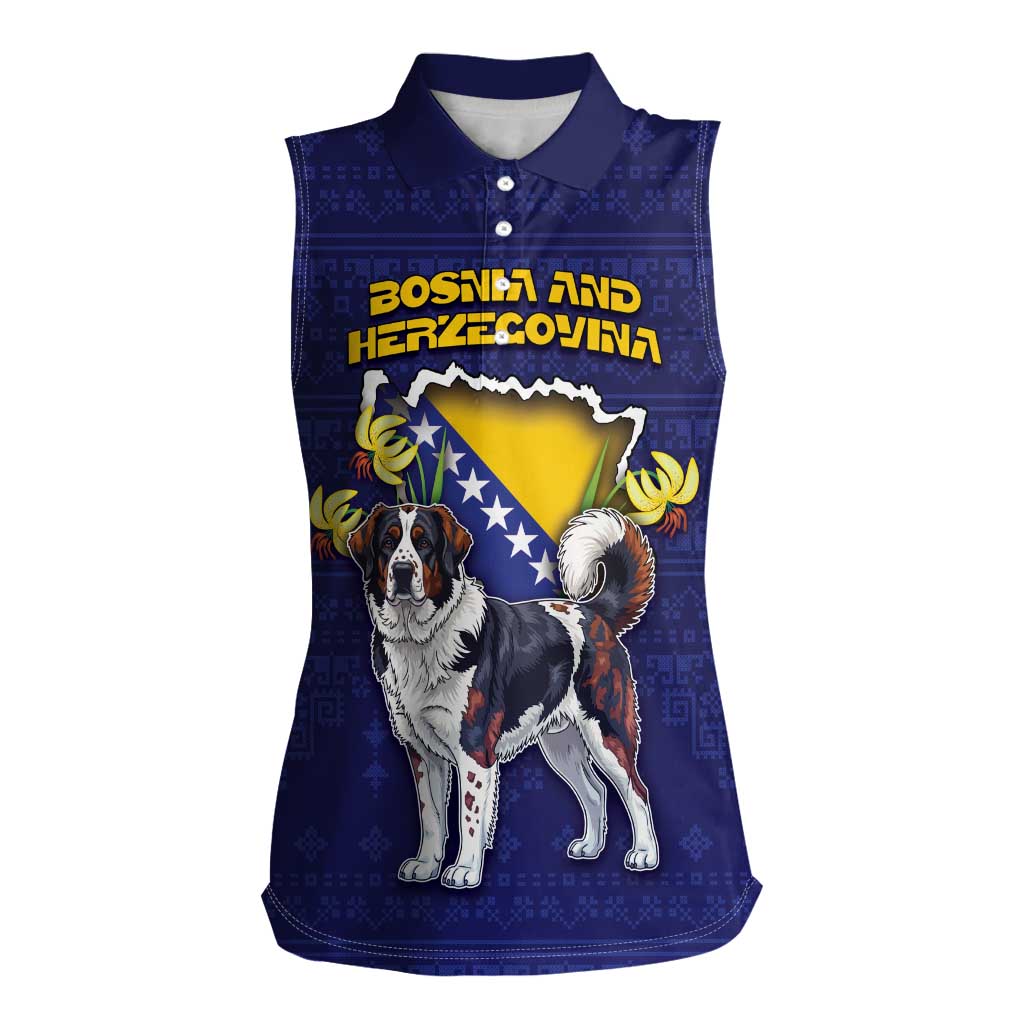 Personalized Bosnia And Herzegovina Women Sleeveless Polo Shirt The Tornjak With Lilium Bosniacum - Wonder Print Shop