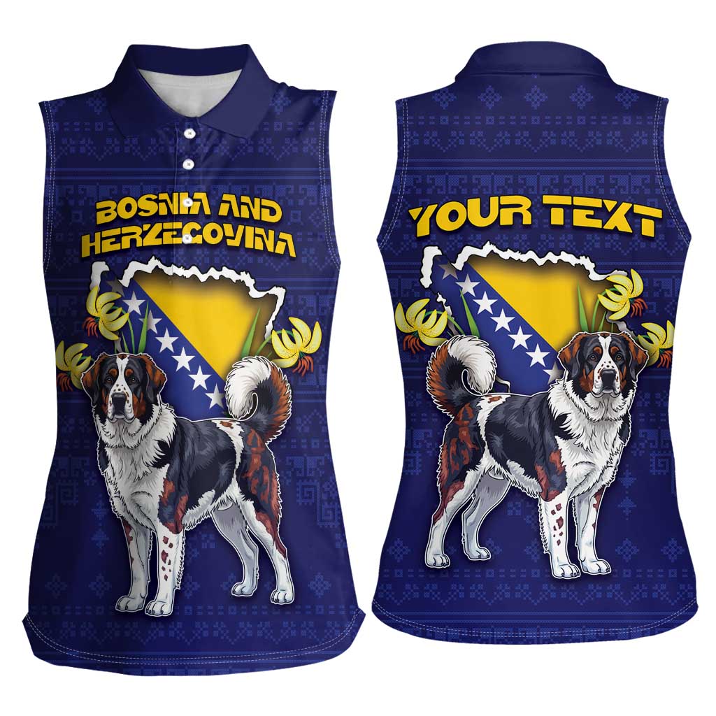 Personalized Bosnia And Herzegovina Women Sleeveless Polo Shirt The Tornjak With Lilium Bosniacum - Wonder Print Shop