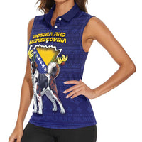 Personalized Bosnia And Herzegovina Women Sleeveless Polo Shirt The Tornjak With Lilium Bosniacum - Wonder Print Shop