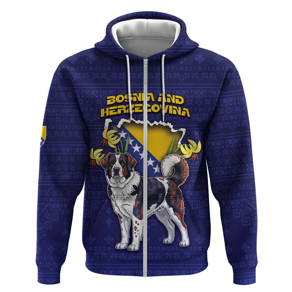 Personalized Bosnia And Herzegovina Zip Hoodie The Tornjak With Lilium Bosniacum - Wonder Print Shop