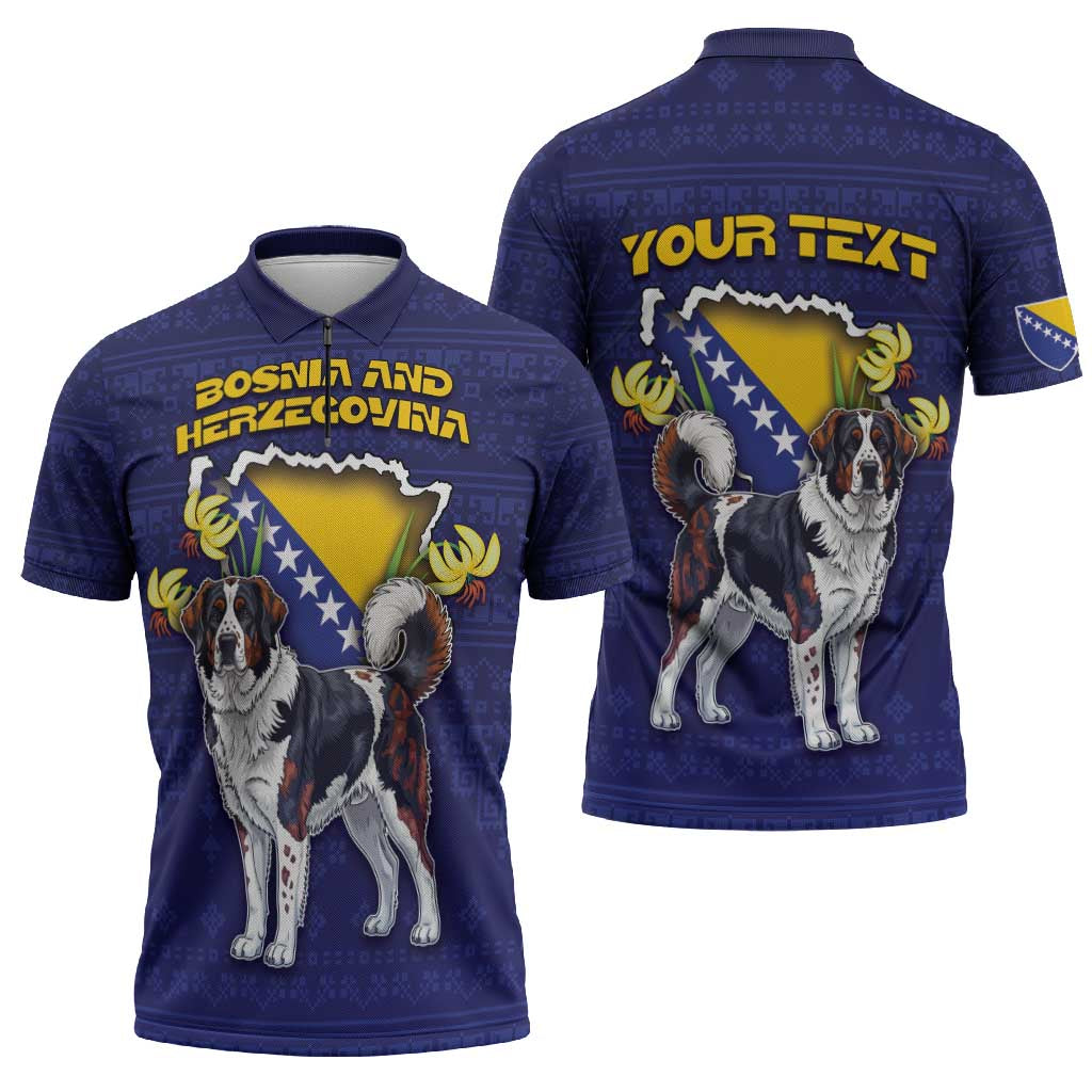 Personalized Bosnia And Herzegovina Zipper Polo Shirt The Tornjak With Lilium Bosniacum - Wonder Print Shop