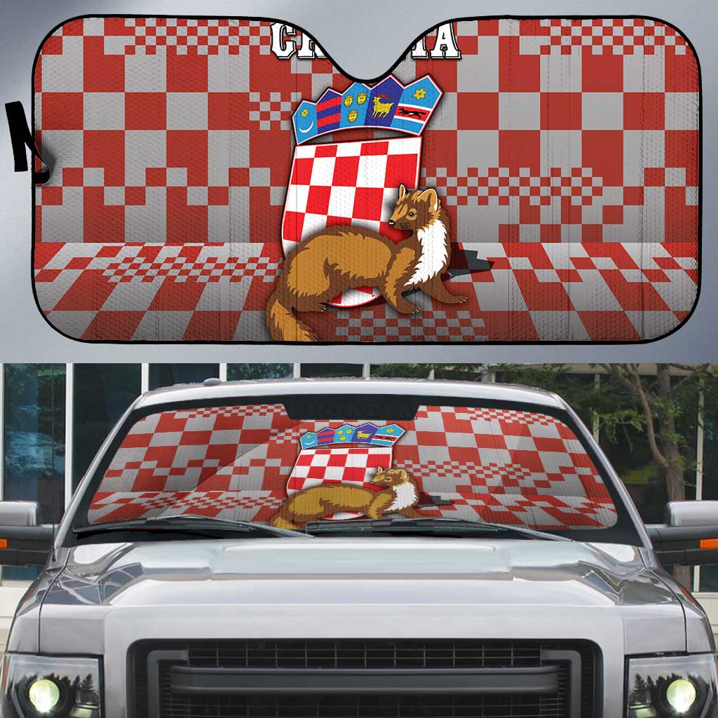 Croatia Auto Sun Shade Kuna Zlatica With Symbol - Wonder Print Shop