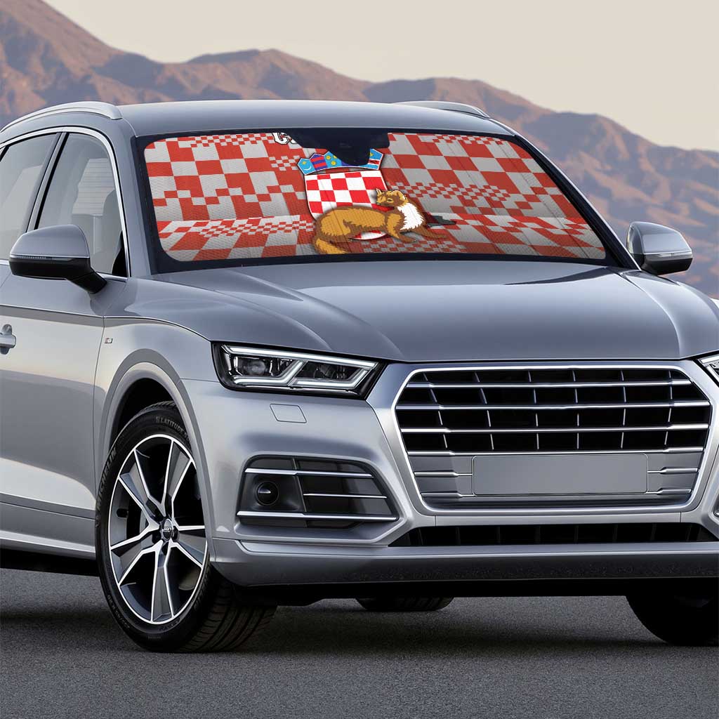 Croatia Auto Sun Shade Kuna Zlatica With Symbol - Wonder Print Shop