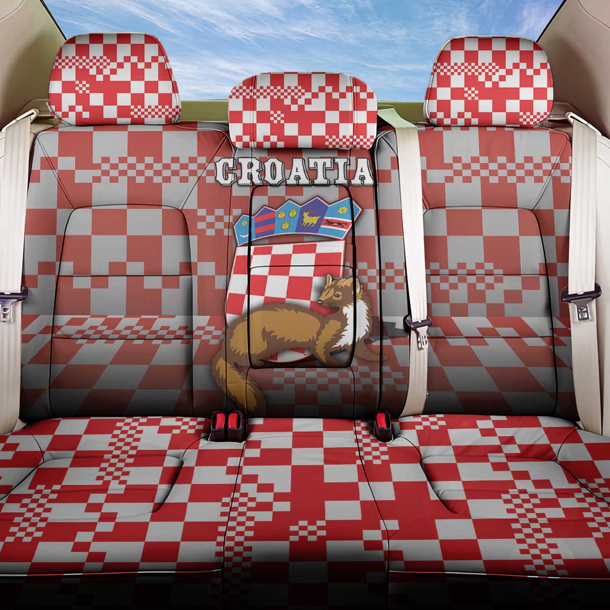 Croatia Back Car Seat Cover Kuna Zlatica With Symbol - Wonder Print Shop